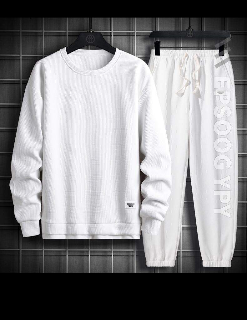 "Men's Trendy Waffle-Knit Sweatsuit Set Relaxed Fit (15 Color Combos) – 100% Polyester M-3XL"_voghion.com
