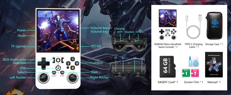 Console de jeux vidéo portable rétro Open Source 2025, système Linux, écran IPS, lecteur vidéo de poche portable, cadeaux pour enfants_voghion.com