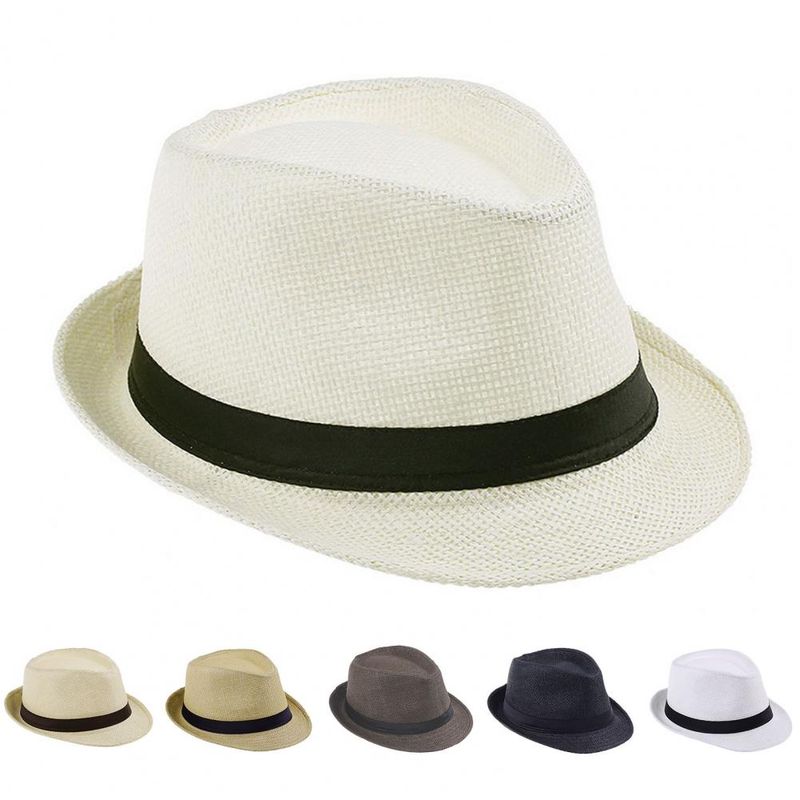 Muoti Ranta Aurinko Pestävä Jazz Kontrasti Kesäloma Värien Yhteensopiva Trendikäs Retkeily Fedora Hattu Aikuisille_voghion.com