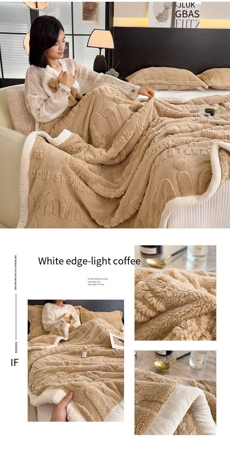 Light Luxury Rabbit Plush Blanket Thickened Warm Comfortable Cotton Velvet Blanket Siesta Air Conditioner Blanket Leisure Sofa Letter Cross-border_voghion.com