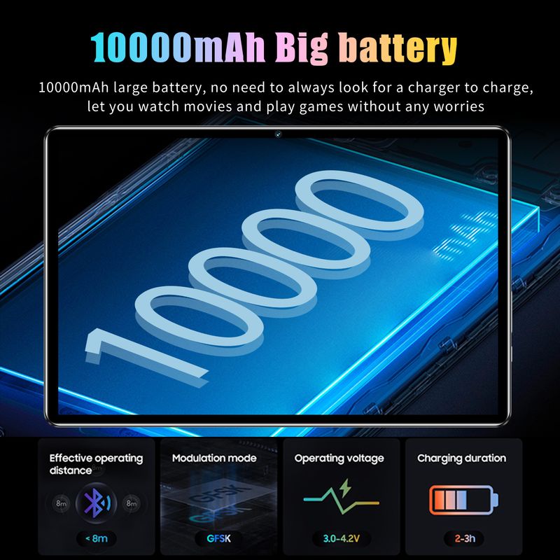 YIMIKE Pad6 Plus 10,1-Zoll-Android-Tablet, 5G Dual-SIM, 512 GB Speicher, 8-Core-Prozessor, HD-Bildschirm zum Schutz der Augen, GPS, Bluetooth_voghion.com