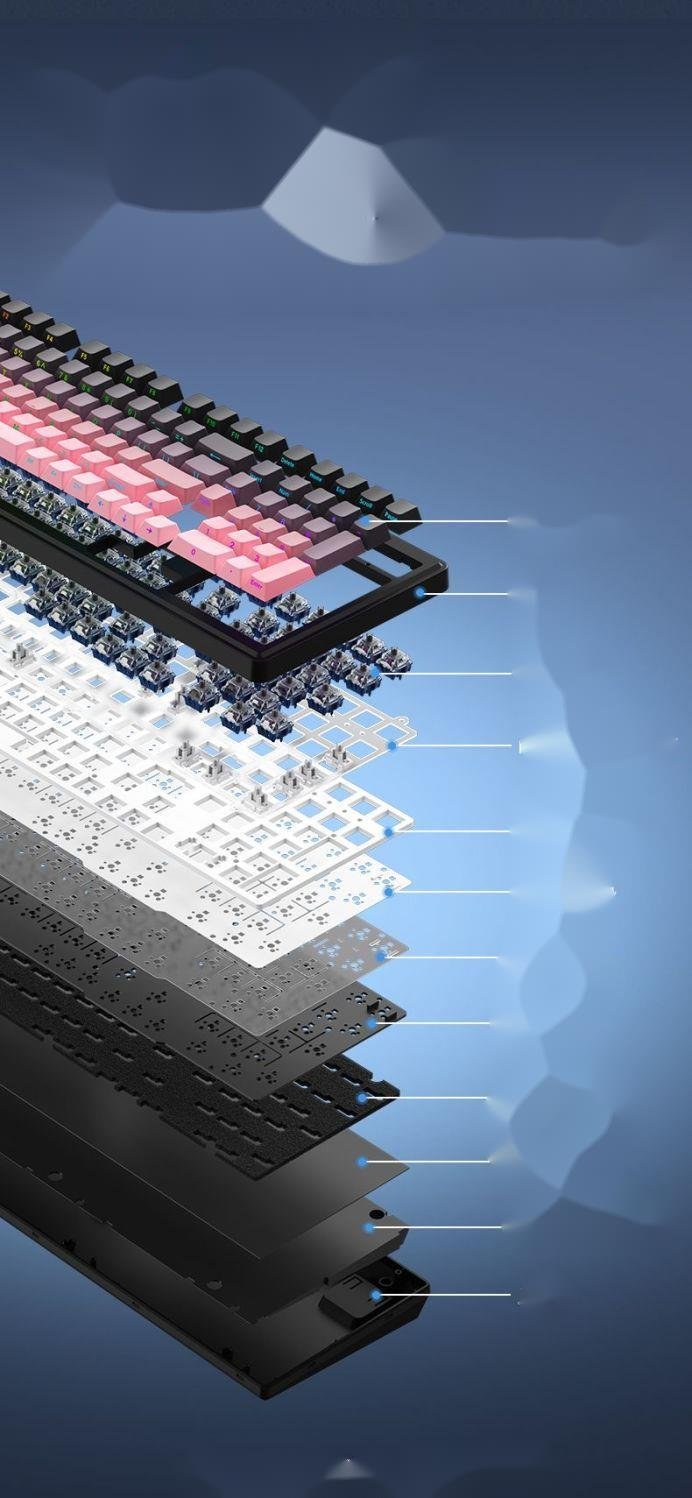 Clavier mécanique sans fil personnalisé, troisième examen blanc, Bluetooth, connexion à chaud, jeu e-sport_voghion.com