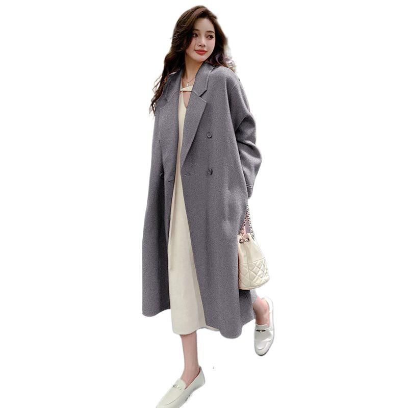 Pink Dopamine Mittellanger Wollmantel Damen Herbst Winter Koreanischer Stil Elegante Petite Atmosphäre Lockerer Mantel_voghion.com