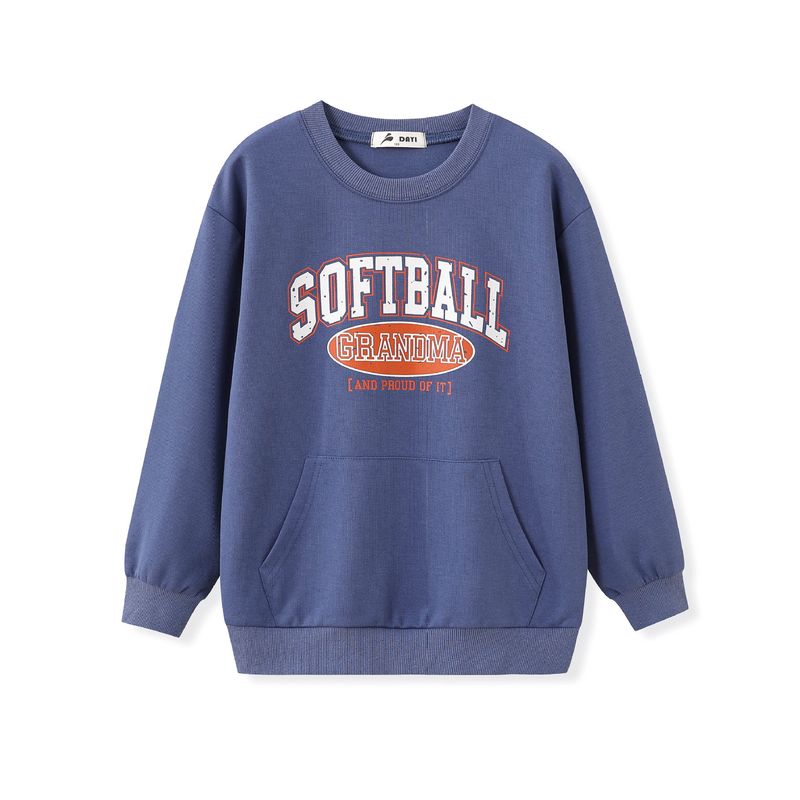 Mother & Kids Autumn New Children's Clothing Medium And Large Children's Letter Print Blue Sweatshirt Small Order Wholesale_voghion.com