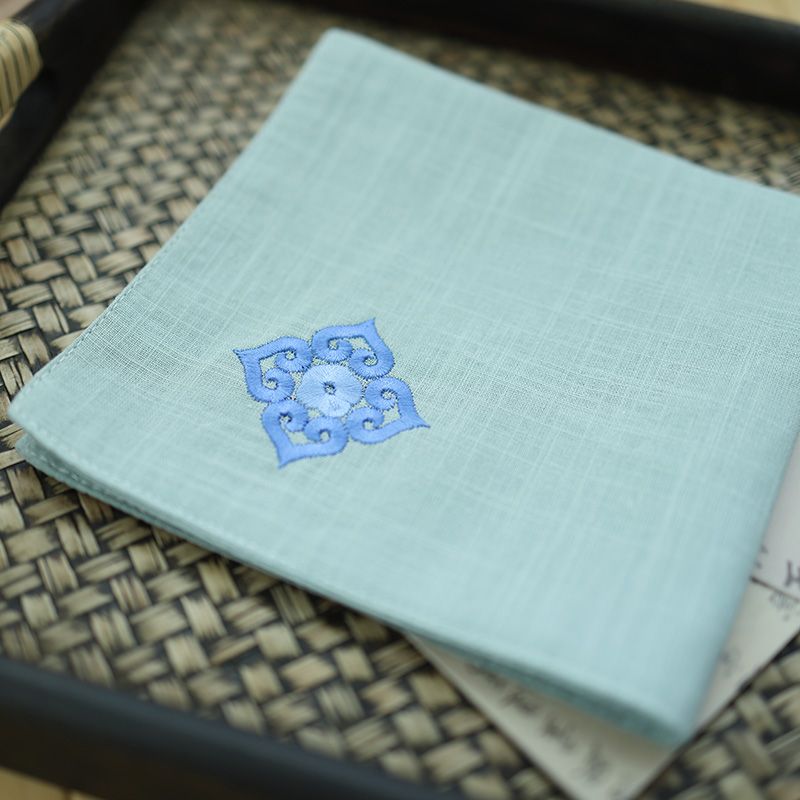 Fazzoletto in cotone, piccola sciarpa quadrata, ricamo nuvola, stile antico, sciarpa quadrata da donna, fazzoletto moiré assorbente per il sudore_voghion.com