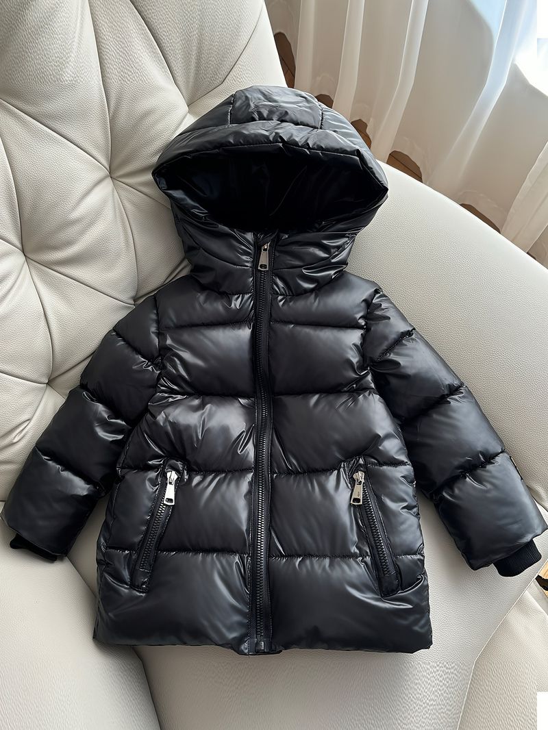 Cappotto con cappuccio in cotone nero e oro per bambini e bambine, nuovo cappotto invernale per bambini di taglia media e grande, spesso e lavabile_voghion.com