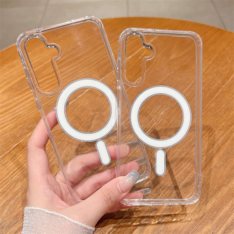 Transparent Acrylic Magnetic For Case For Samsung Galaxy S24 S23 S22 S21 Plus Ultra FE A55 A35 A15 Wireless Charge Cover_voghion.com