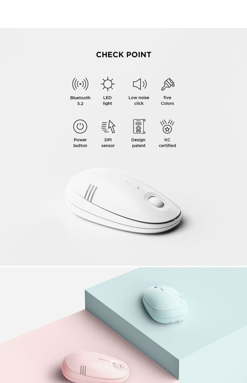 Actto Kabellose Bluetooth-Maus im Retro-Stil, modisch, für das Büro zu Hause, Computer, Handy, Notebook, iPad/_voghion.com