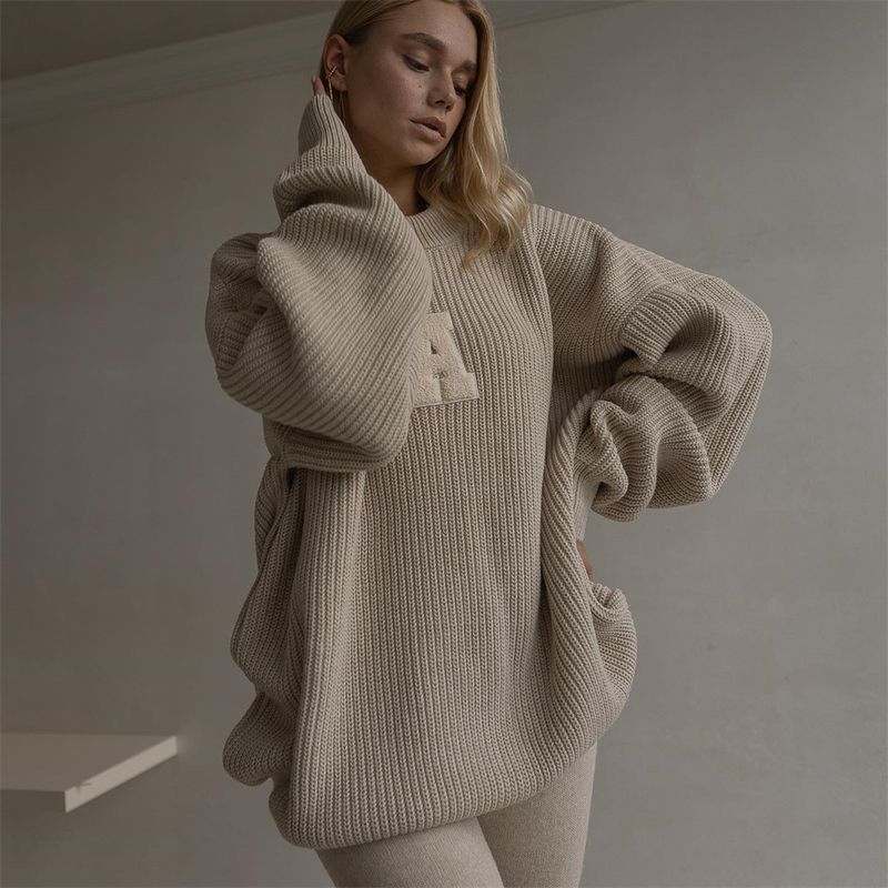 Damenbekleidung Lässige Pulloverjacke mit langen Ärmeln_voghion.com