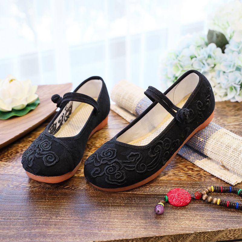 Flache Schuhe mit Kuhsehnensohle, einfarbige Damen-Einzelschuhe für Frühling und Sommer, bestickte Stoffschuhe, Teller_voghion.com