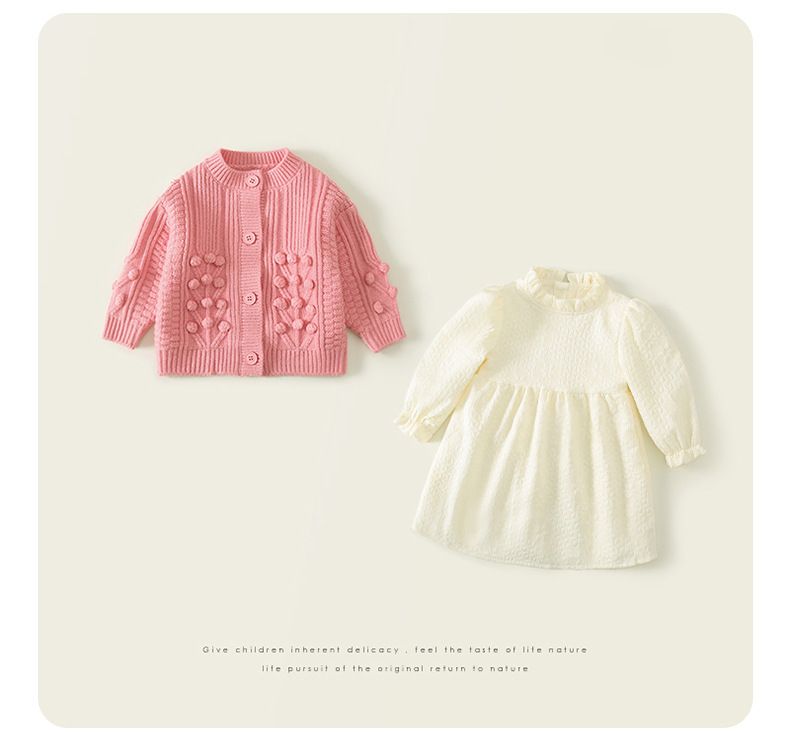 Robe d'automne pour filles, Cardigan, pull, manches longues, ensemble deux pièces pour enfants_voghion.com