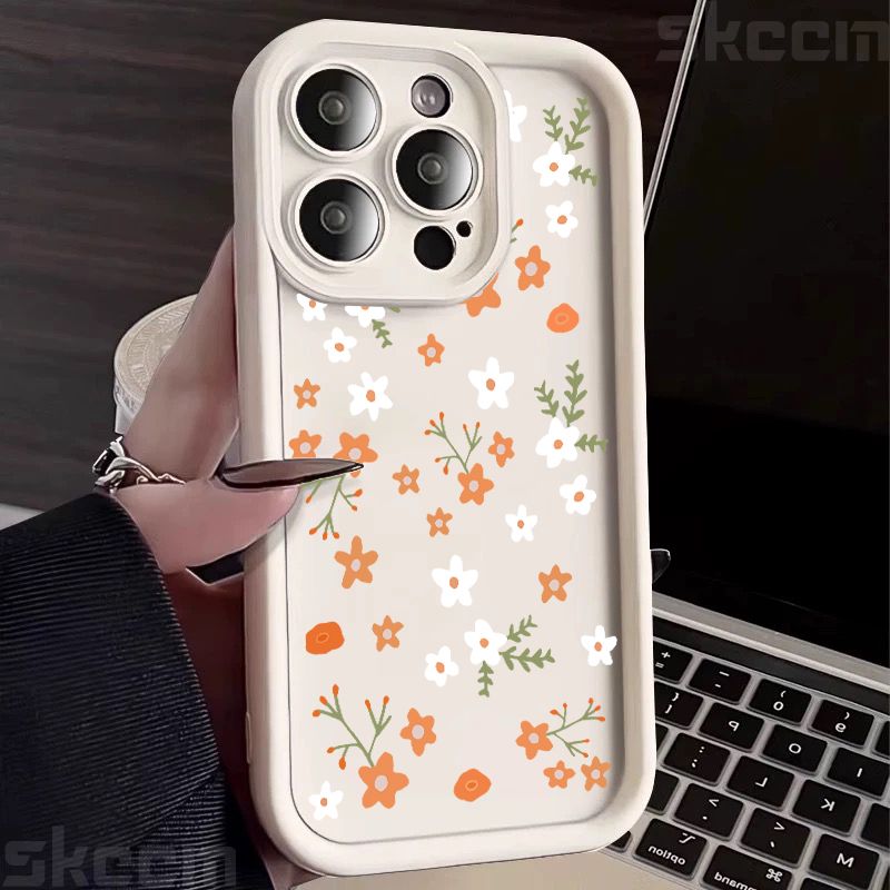 Niedliche kleine Blumenmuster-Silikon-Softphone-Hülle für iPhone 16 Pro Max 15 14 Plus 13 12 11 XS Max X XR 7 8 Plus 16E Cover_voghion.com