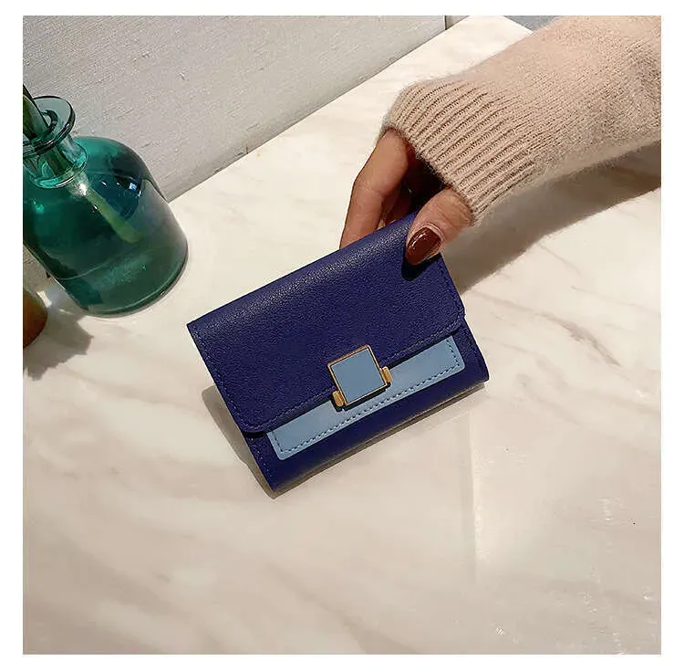 Korean Style Color-Block Fashion Short Wallet Ins Versatile Casual Female Student Money Clip Card Holder Coin Purse_voghion.com