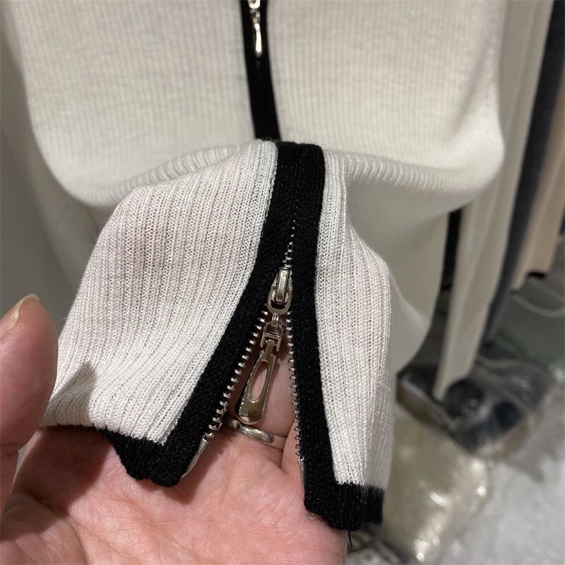 Academy-Style Zip-Up Knit Cardigan - Slim Fit Long Sleeve Layering Tee (5 Classic Colors, One-Size)_voghion.com