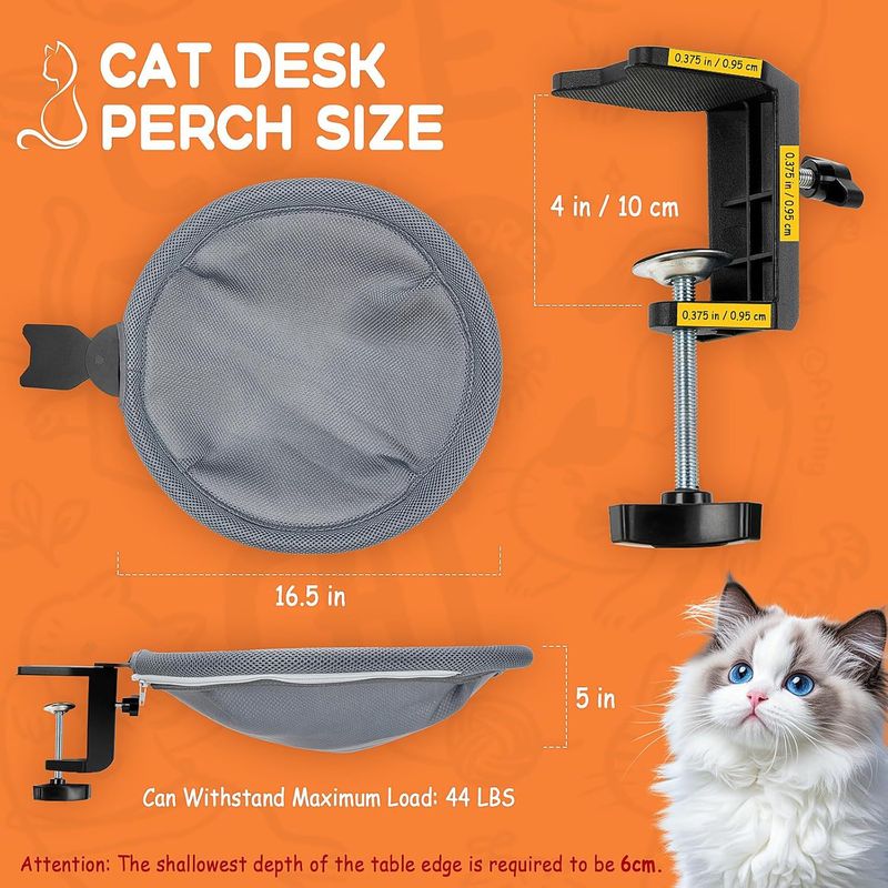 New Plush Adjustable Angle Round Office Desk Hammock Cat Bed_voghion.com