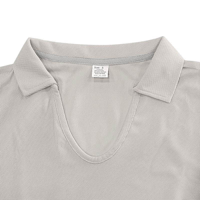 American Summer New Product Herren Schlichtes Casual V-Ausschnitt Design Lockeres Trendy Poloshirt Kurzarm Herren_voghion.com