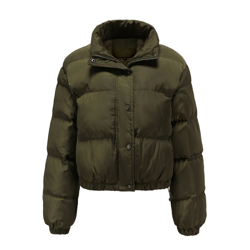 Women's fashion long sleeve high neck warm coat loose casual cotton-padded jacket_voghion.com
