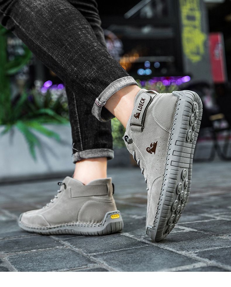 Handgenähte Martin Spring High-Top Herrenschuhe Neue lässige Stiefeletten_voghion.com