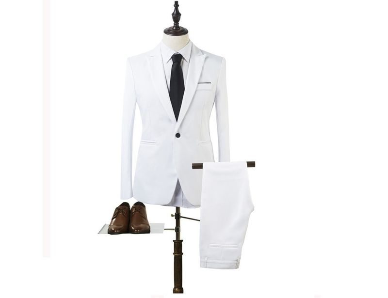 Completo da uomo 2025, nuovo stile coreano, vestibilità slim, tinta unita, professionale, formale, casual, due pezzi_voghion.com