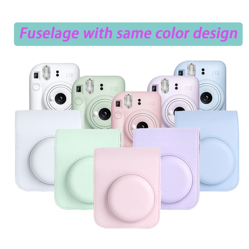 2023 für neue Fujifilm Instax Mini 12 Instant Film PU Ledertasche Hülle mit Schultergurt Kameratasche_voghion.com