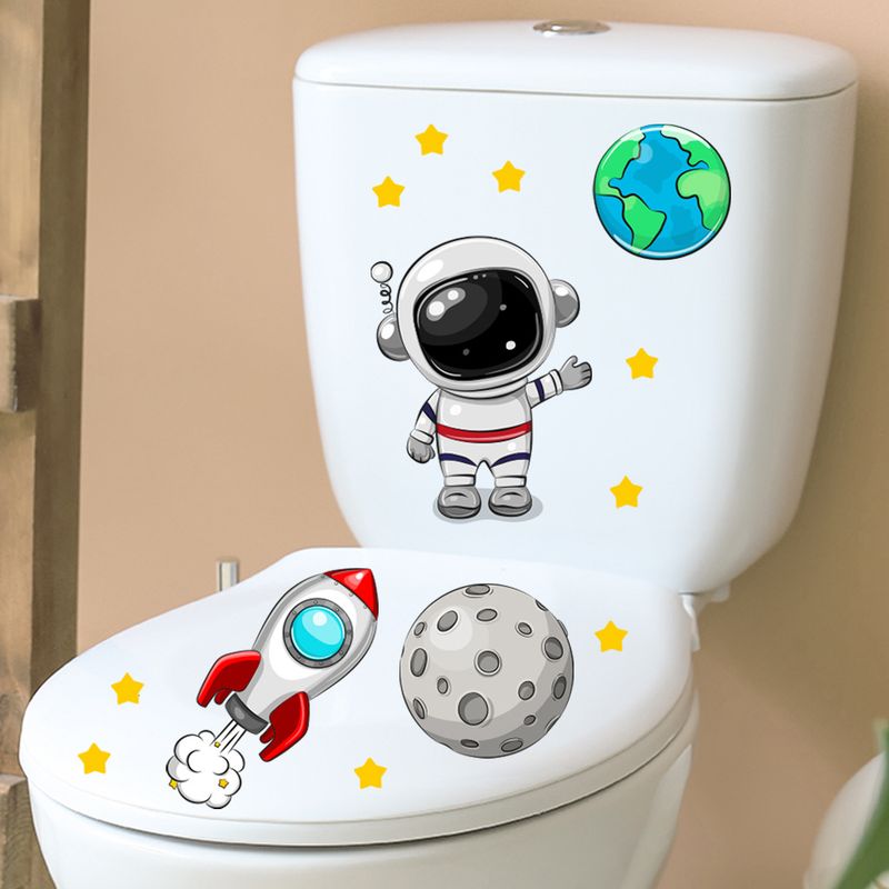 Astronaut lunar PVC decorative frosted N1832 toilet lid wall sticker_voghion.com