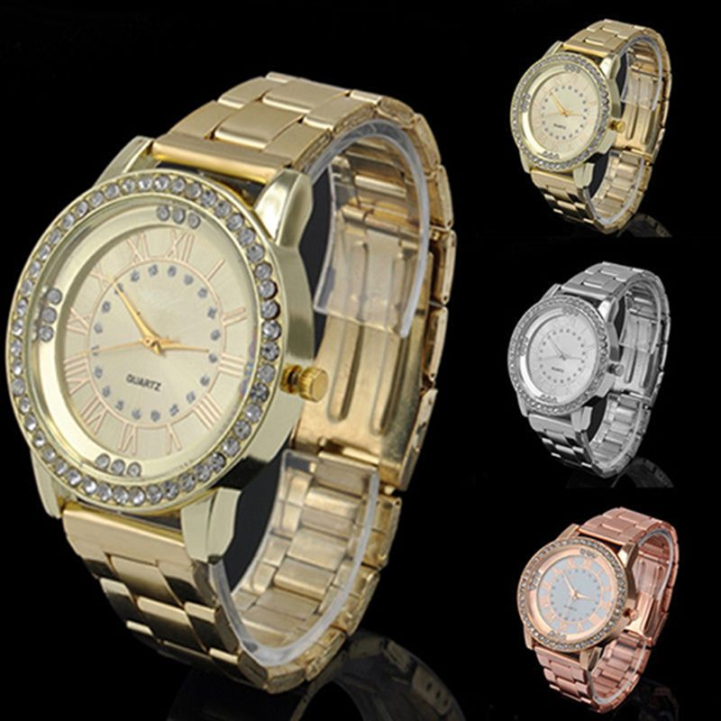 Yamaler Orologio da polso al quarzo analogico da donna in acciaio inossidabile con strass_voghion.com