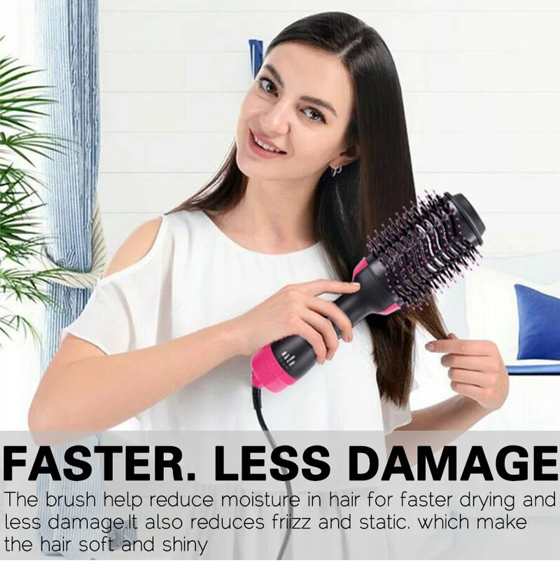 3 v 1 Vroč zrak Styler & Volumizer Enostopenjski ravnalnik las Kodralnik Električni fen Krtača za mokro in suho uporabo_voghion.com