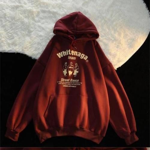 Heren hoodie met capuchon in Amerikaanse stijl, losse oversized fleece, wijnrood, paarsoutfit, maat 12_voghion.com
