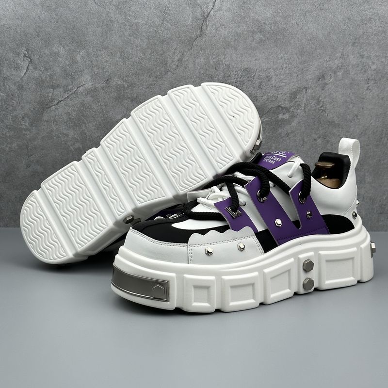 Men's Daddy Shoes Rivet Nichey Men's Shoes Heightened Big Head Thick Bottom Derby Shoes_voghion.com