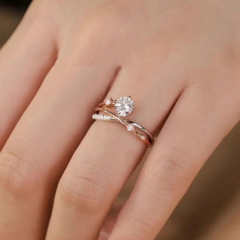 Cosmic Planet Trajectory Flash Light Luxury French Cross Personalized Design Diamond Food Micro Set Open Ring_voghion.com
