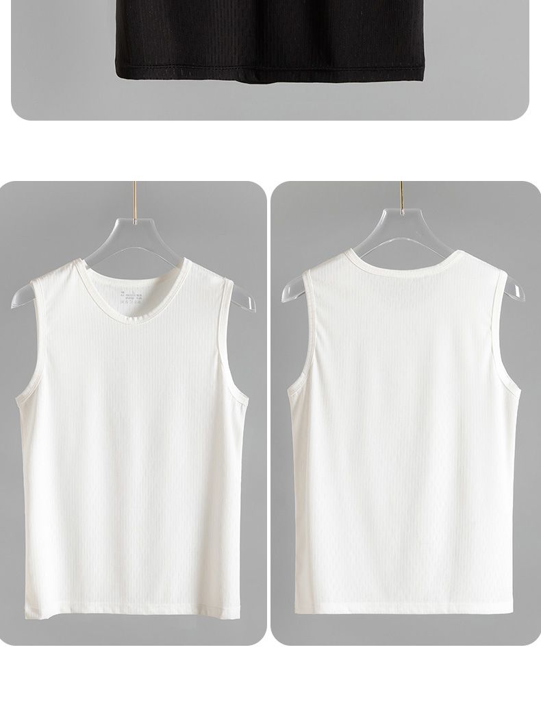 Gilet d'été en soie glacée, vêtement d'extérieur fin en coton modal à séchage rapide, t-shirt de sport sans manches pour homme_voghion.com