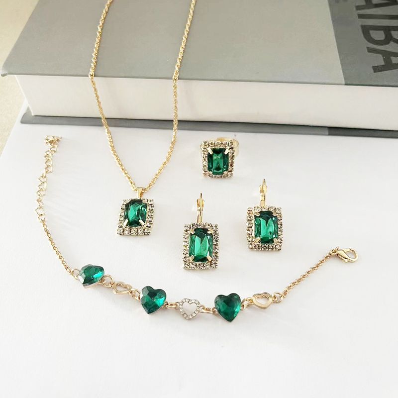 Collana da sposa in cristallo, orecchini, anello, bracciale, set di gioielli per la cena di nozze, accessori_voghion.com