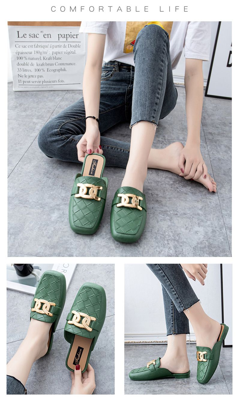 P7 Baotou half women's fashion summer outerwear, non-slip flat slippers, casual single shoes, outdoor sandals_voghion.com