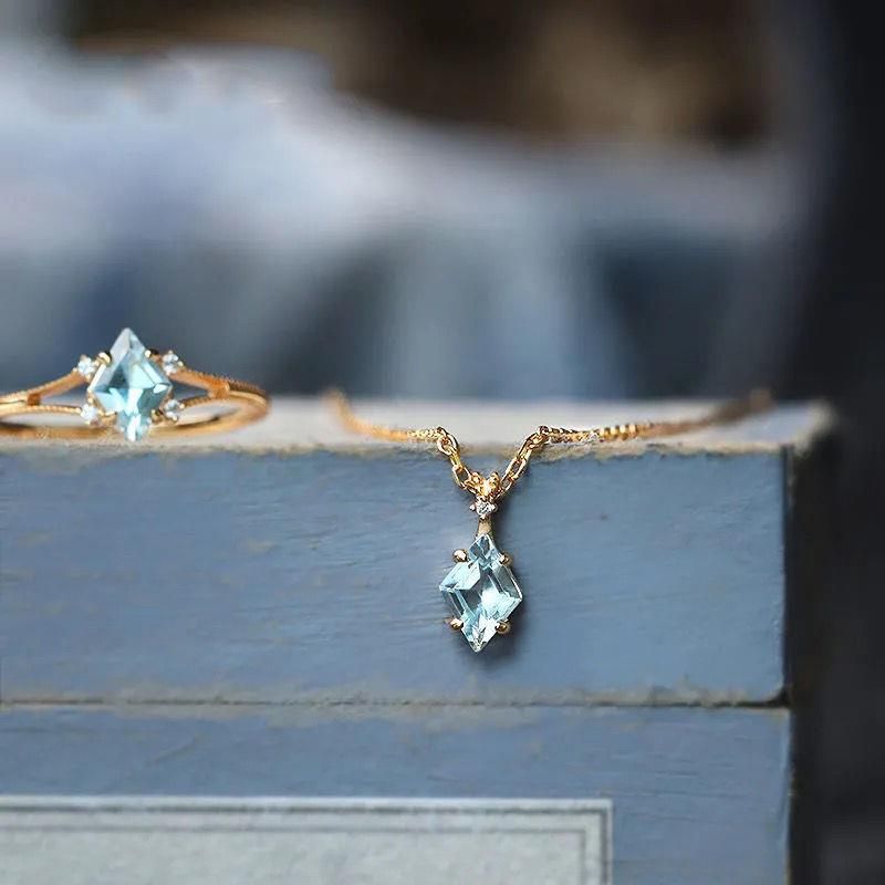 【 Rêve 】 Collier chaîne claviculaire en argent plaqué topaze étoile du soir coucher de soleil tempérament féminin_voghion.com