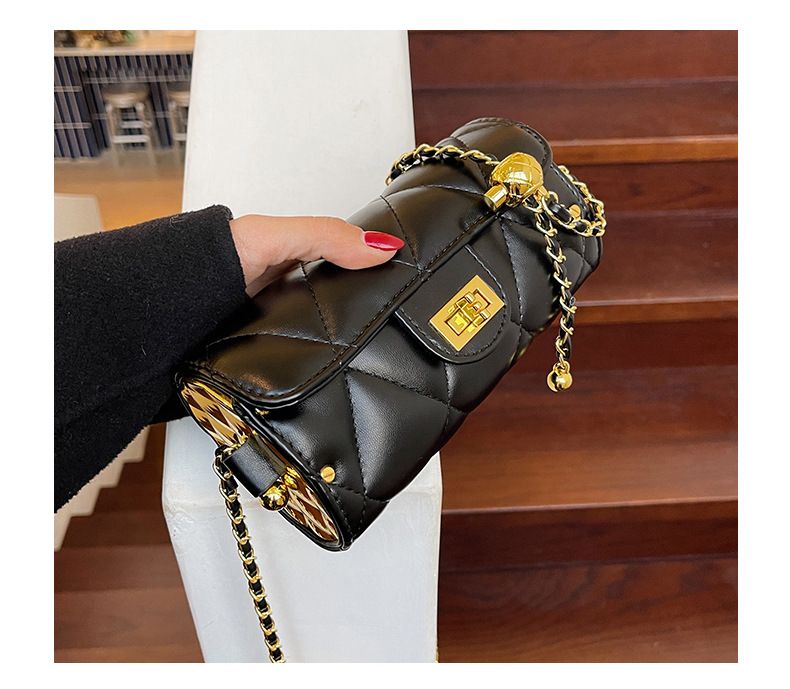 Babylon Duftender Wind Lingge-Kette, kleiner goldener Ballzylinder, einfache Kamelie, Umhängetasche mit einer Schulter_voghion.com