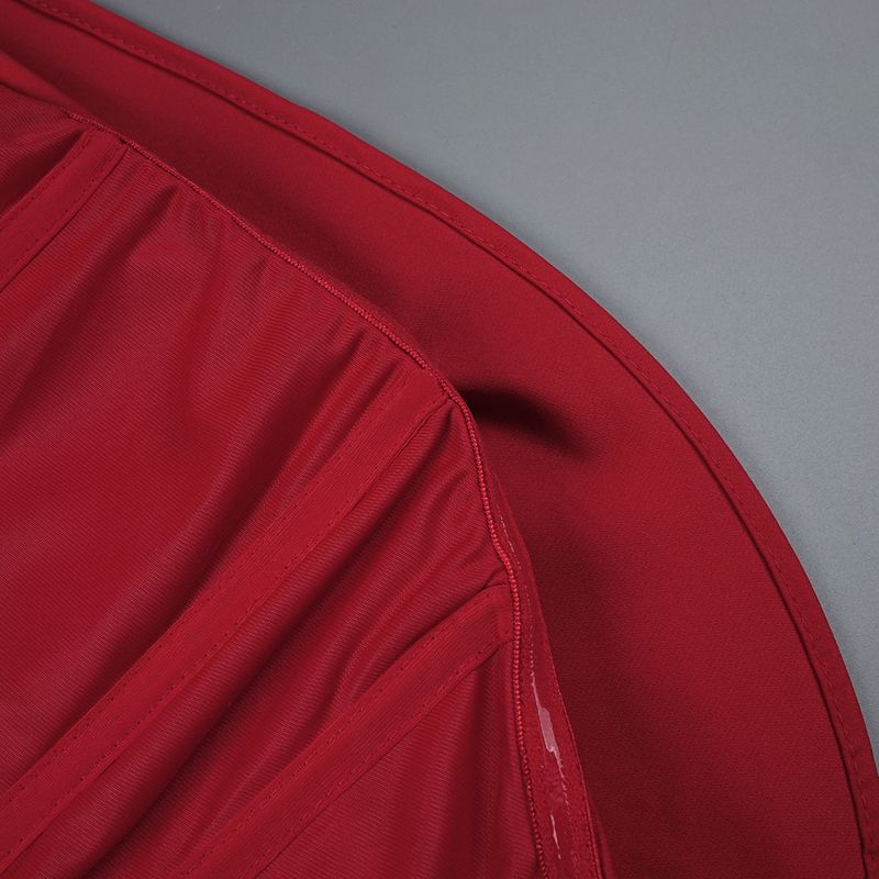 Damenbekleidung Weihnachtskleid Rotes Tube Top Blumen Dreidimensionales Kleid_voghion.com