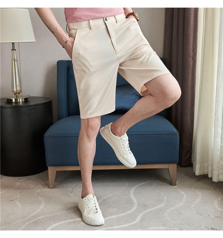 Pantaloncini casual da uomo elasticizzati - Pantaloni estivi leggeri con elastico in vita e vestibilità slim su misura (asciugatura rapida, antipiega)_voghion.com