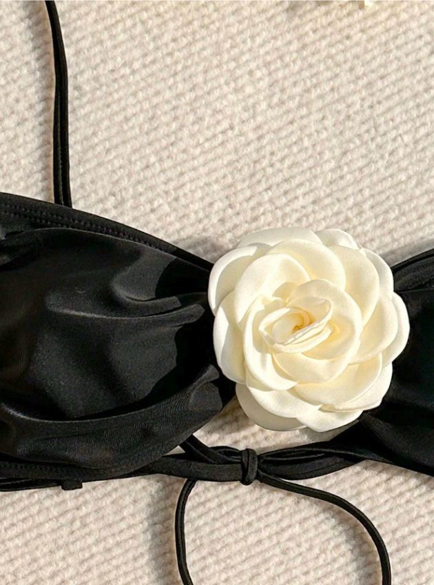 Costume da bagno bikini con fiori tridimensionali alla moda per donna_voghion.com