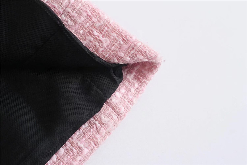 T MODA Dámské elegantní růžové texturované dvouřadé tvídové sako s dlouhým rukávem a kapsami, kabáty, dámská móda, streetwear topy_voghion.com