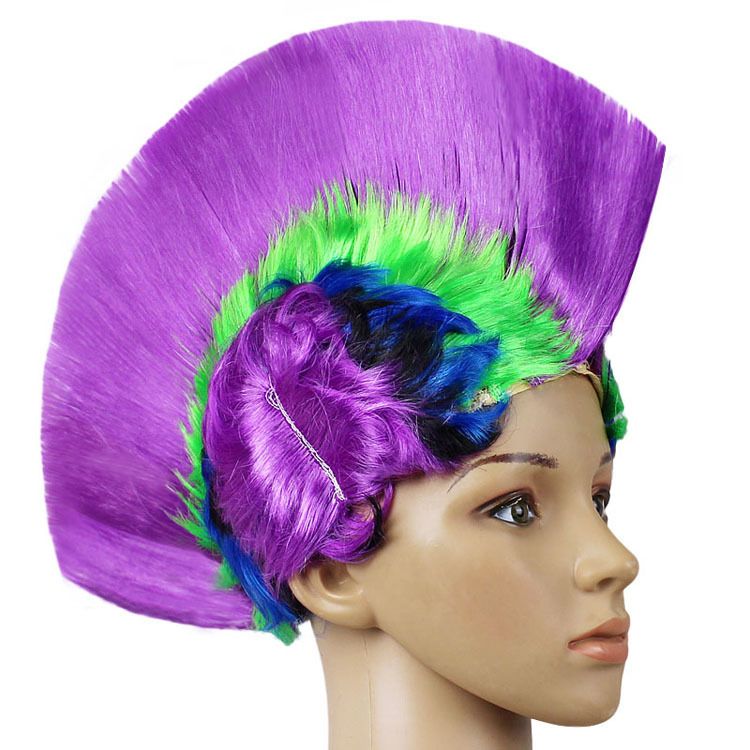 Cappelli da festa colorati divertenti, parrucca punk arcobaleno Mohawk per costumi di Halloween, articoli per feste, cappelli da festa_voghion.com