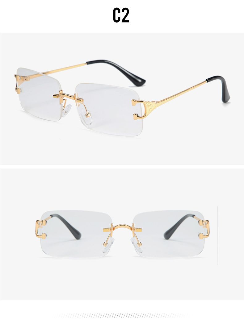 Neuheiten Rechteck Randlose Männer Sonnenbrille Mode Rahmenlose Quadratische Marke Frauen Sonnenbrille Weibliche Gradienten Objektiv UV400 Brillen_voghion.com