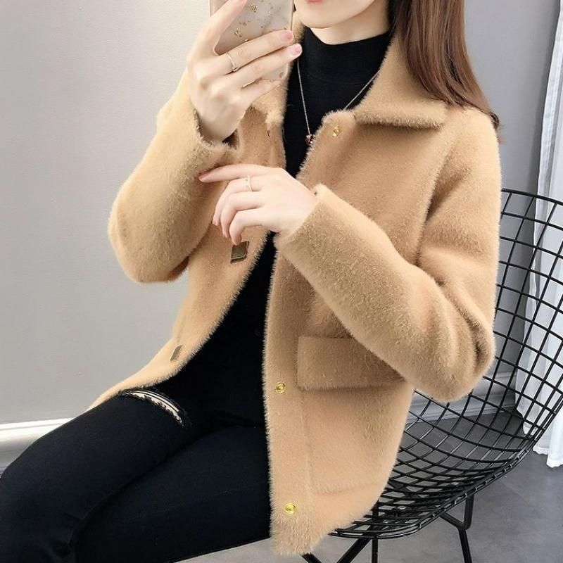 2024 Spring And Autumn New Korean Style Coat Mink Velvet Loose Sweater Women's Fairy-like Knitted Cardigan Trend_voghion.com