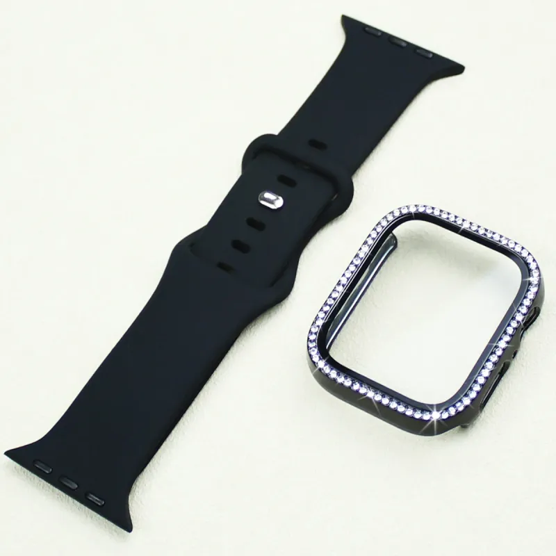 Silicone Band For IWatch 45mm 41mm 44mm 40mm Screen Protector Case And Sport Strap IWatch Series 9 8 7 6 5 4 SE Bracelet_voghion.com