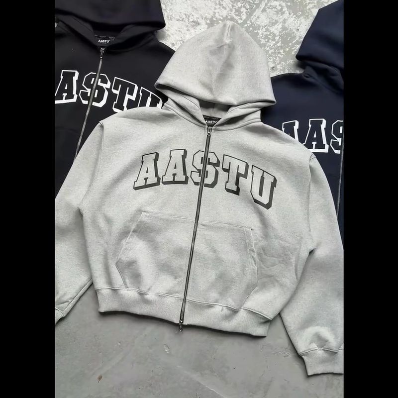 Felpa con cappuccio e cerniera unisex - Giacca oversize casual con stampa 3D per uomo e donna (grigio/nero/blu navy)_voghion.com