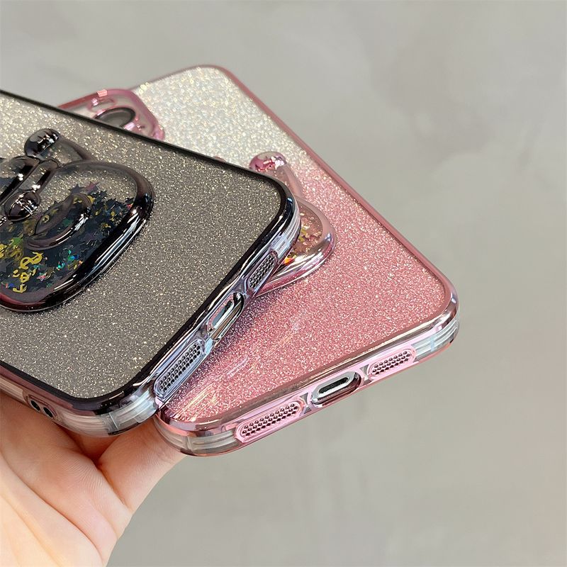 Custodia per telefono Flowing Sand Electroplated Wealth Cat adatta per iPhone 11, 12, 13, 14, 15 Pro Max con pellicola per obiettivo integrata_voghion.com