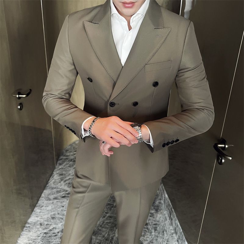 CT Two-Piece Set For Men Performance Formal Wear Host Stage Photo Studio Wedding Double-Breasted Men's Suit_voghion.com