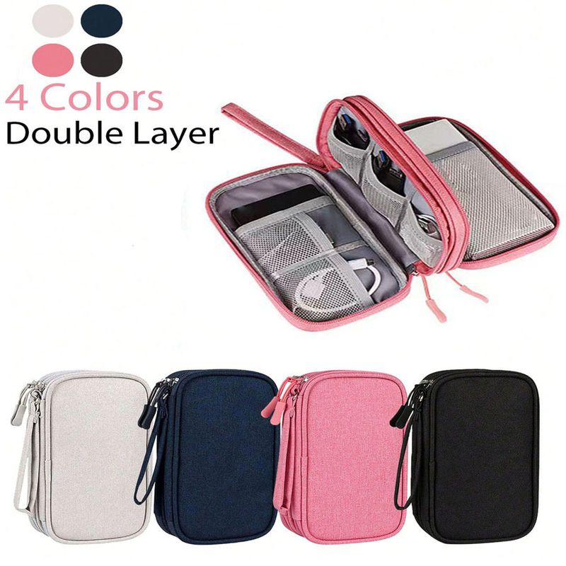 Cross-border Oxford Cloth Double-layer Sundries Storage Earphones Dust-proof Data Cable Storage Bag_voghion.com
