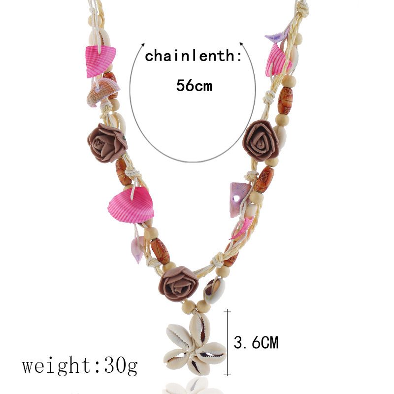 New Bohemian Style Natural Seashell Pendant With Multiple Layers Of Starfish, Conch, Tassels, And Women's Necklace_voghion.com