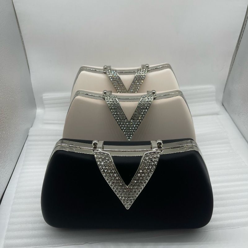 Tasche mit Strasssteinen, einfarbige Clutch, schlichte Abend-Clutch aus PU für Damen_voghion.com