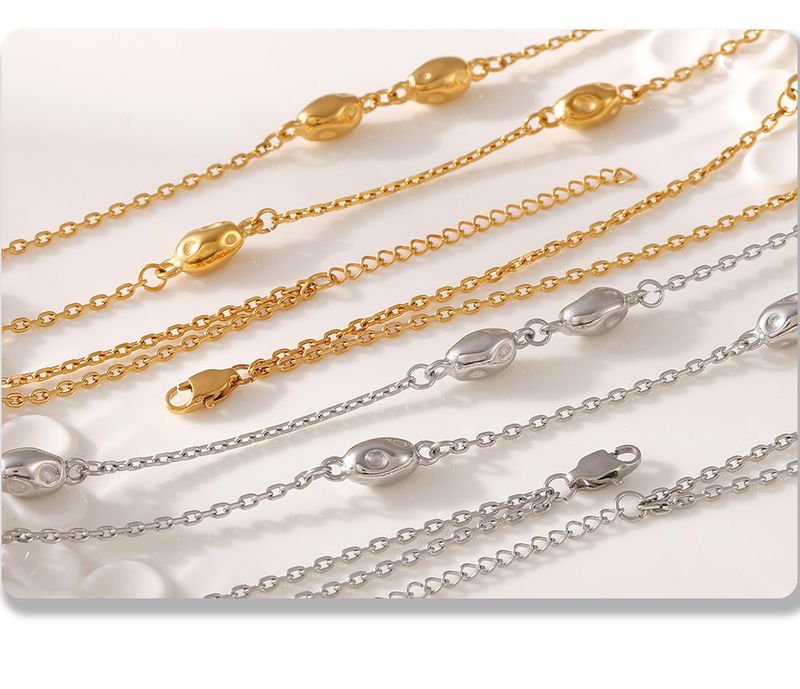 Gold Double-layer Bead Sweater Chain Atmospheric High-end Light Titanium Steel Stacked Long Necklace_voghion.com
